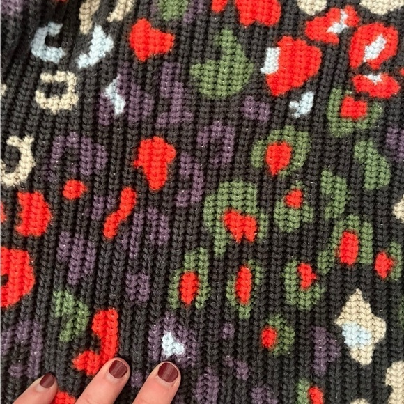 LIKE NEW 525 Multicolor Leopard Print 100% Cotton Knit Puff Sleeve Sweater Sz M - Picture 5 of 9